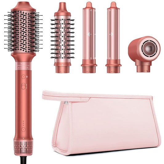 HITTIONA 5-in-1 Hair Styler, High Speed Ion Hair Dryer, Multi Airstyler, No Heat Damage, Automatic Curling Iron, with Frizz-Free Volume Brush, for Styling, Volumising, Curling and Straightening, with