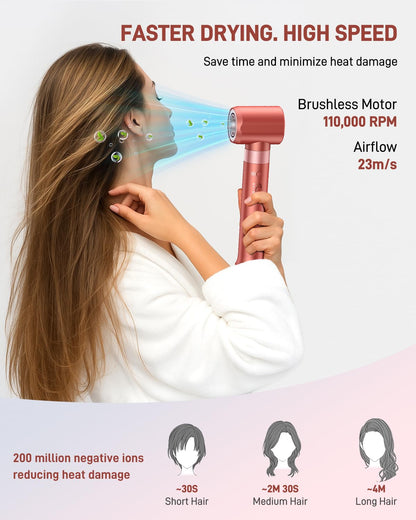 HITTIONA Airstyler 5-in-1 with Curling Iron Car Wrap, and High Speed Ion Hair Dryer, Hair Styler for Quick Drying, No Heat Damage, Fluffy Curls & Silky Hair, with Travel Bag