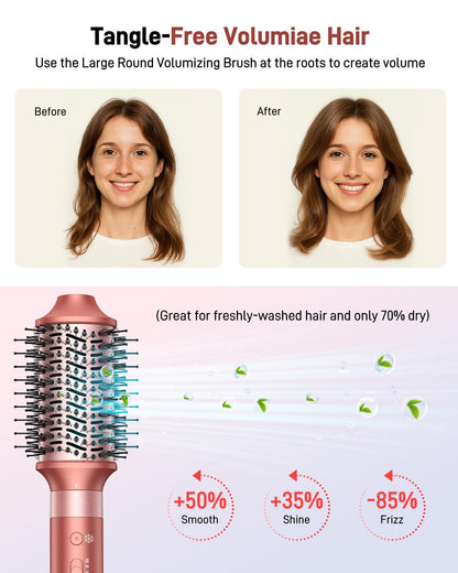 HITTIONA Airstyler 5-in-1 with Curling Iron Car Wrap, and High Speed Ion Hair Dryer, Hair Styler for Quick Drying, No Heat Damage, Fluffy Curls & Silky Hair, with Travel Bag